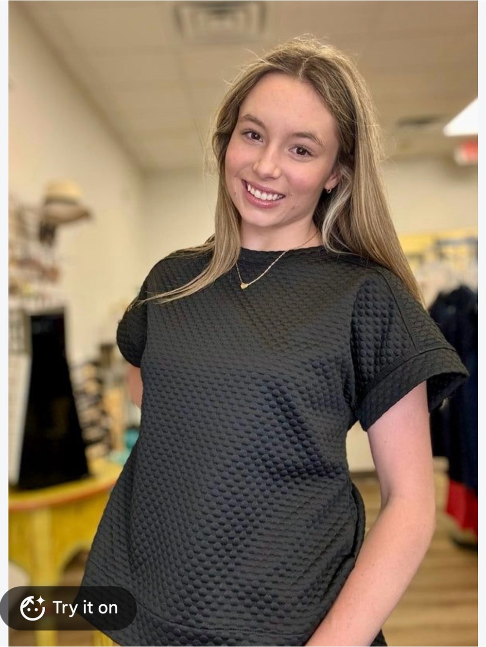 Ladies JODIFL black textured top